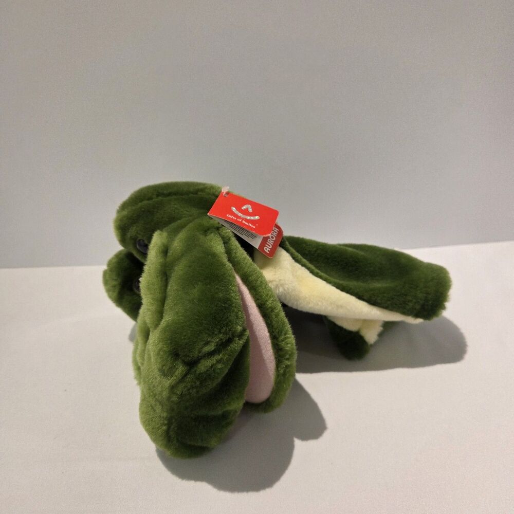 Aurora Plush ALLIGATOR Crocodile Hand Puppet Stuffed Animal Toy Green